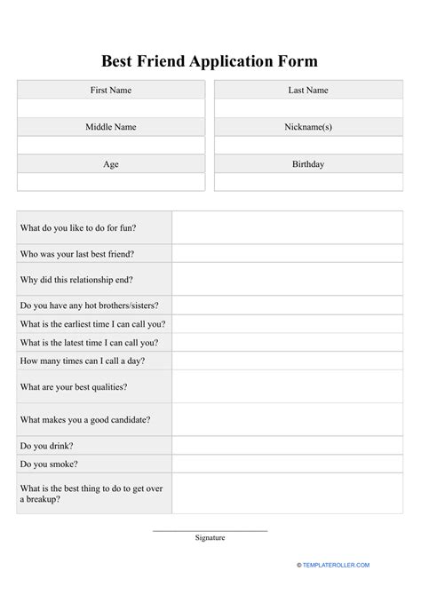 girl best friend application form|Best Friend Application Form